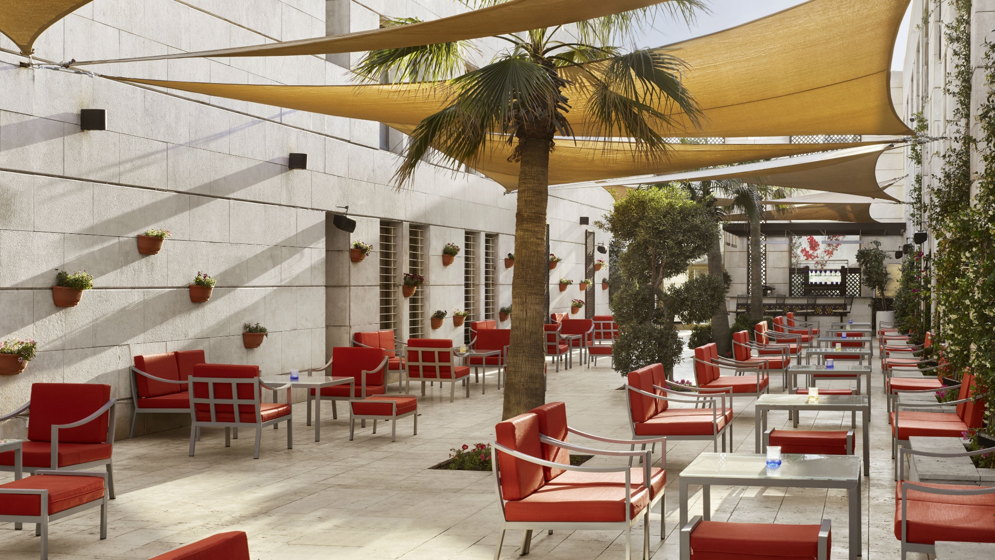 EVOO Restaurant courtyard during the day - Italian Restaurant in Amman